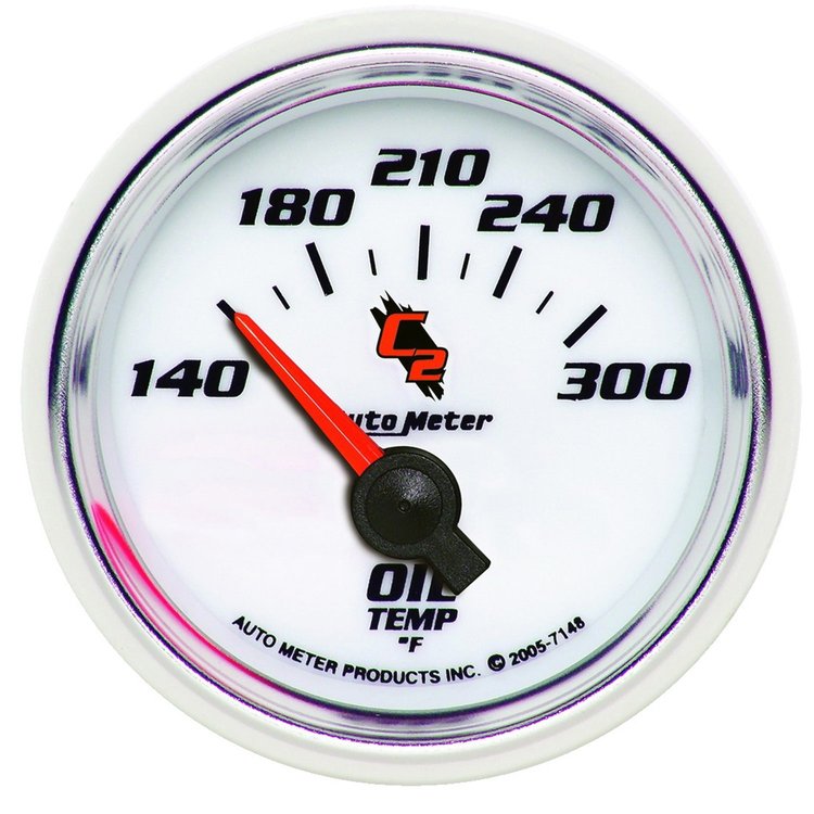C2 Oil Temperature Gauge 2-1/16" Electrical (Short Sweep)