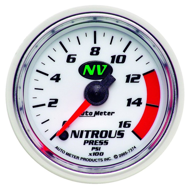 NV Nitrous Pressure Gauge 2-1/16" , electrical full sweep