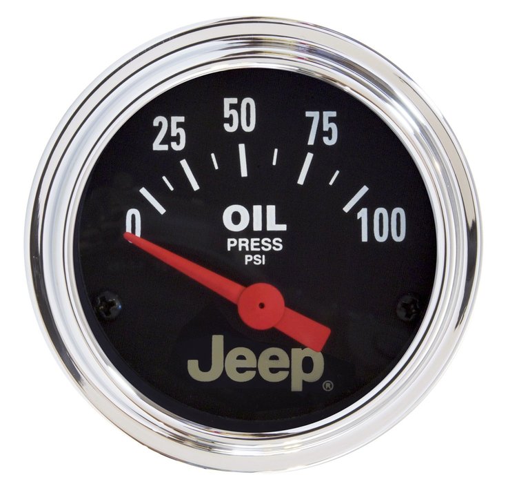 Officially Licensed Jeep Oil Pressure Gauge 2-1/16" Electrical (Short Sweep)
