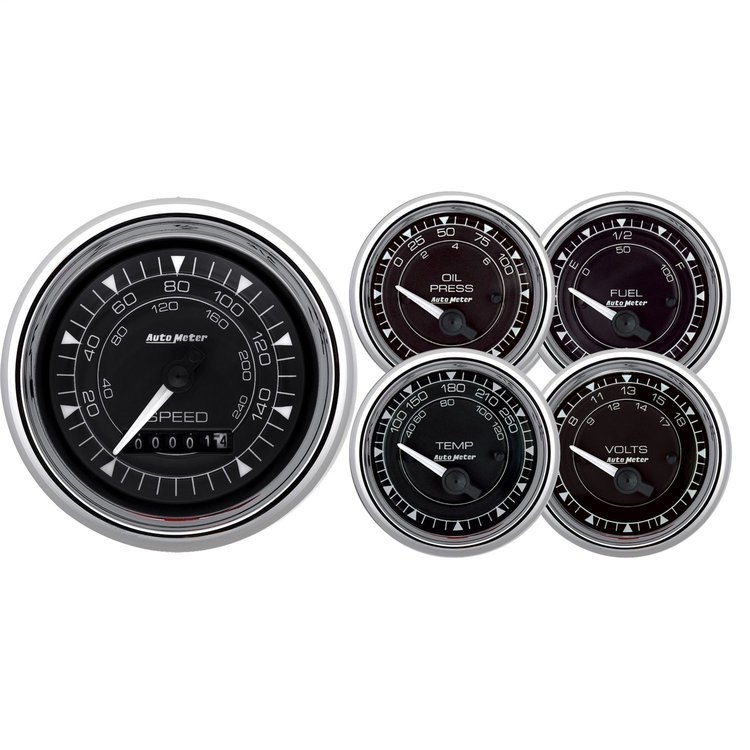 5 PC GAUGE KIT CHROME