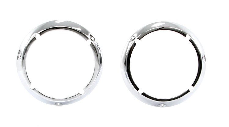 145-4671-C Headlight Bezels Chrome LH/RH Pair 71-77 Bronco