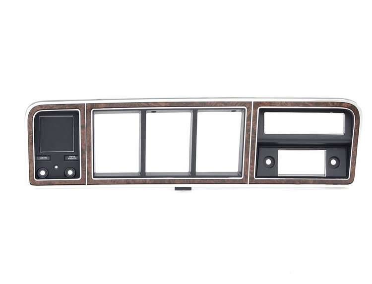 460-4573-W Dash Bezel without A/C for 1973-1979 Ford F100, F150, F250, F350, 1978-1979 Bronco [Chrome/Woodgrain]