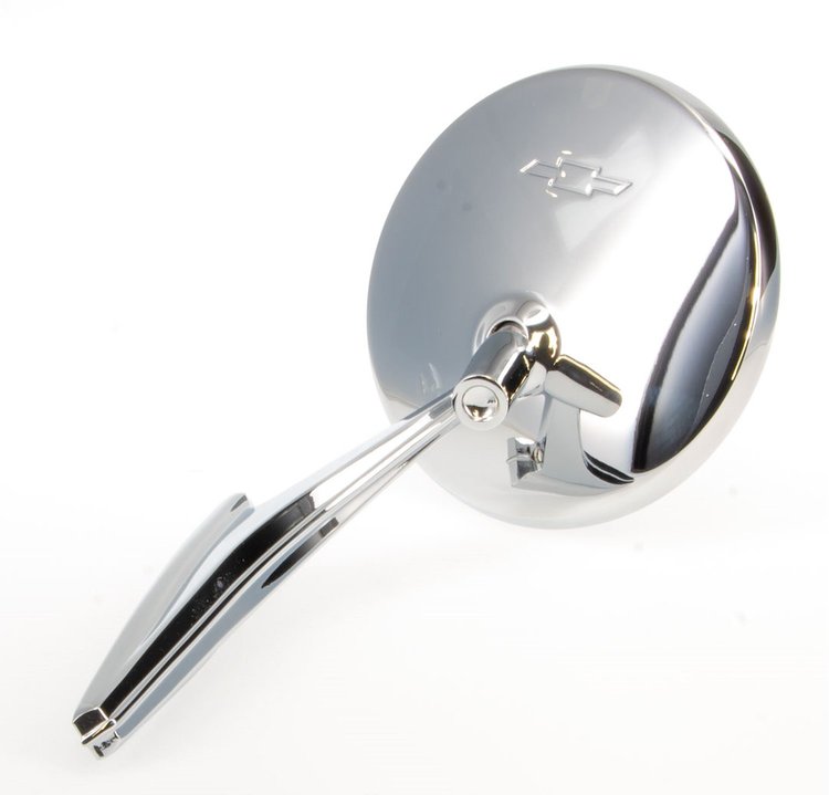 570-3567-B Round Door Mirror with Bowtie for 1966-1967 Chevy Camaro, Chevelle, Nova [LH or RH]