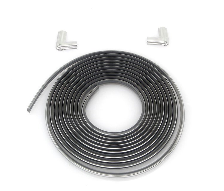 661-4073-4S Chrome Rear Window Gasket Lock Strip w/ Corner Joints 73-91 Chevy GMC C/K Truck