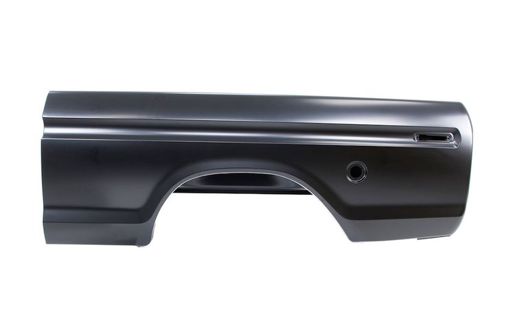 Complete Bedside Assembly w/Round Fuel Hole for 1973-1979 Ford F100, F150, F250, F350 Styleside Short Bed [Left/Driver Side]