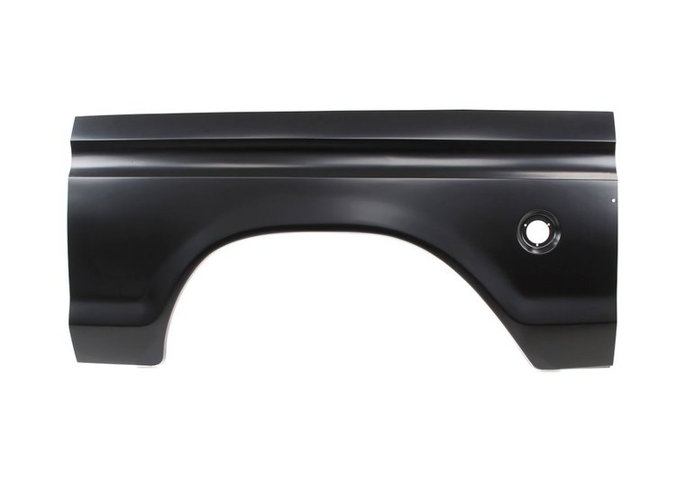 Outer Bedside Repair Panel w/ Round Fuel Filler Hole for 1973-1976 Ford F100, F150, F250 Styleside Bed Trucks [Left/Driver Side]