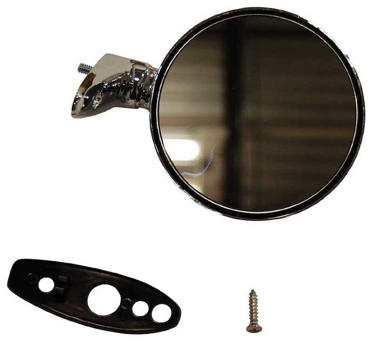67-70 B Body & 67-74 A Body Mirror RH Chrome w/ Hdwr Gasket and Trim Bezel goes w/ 508