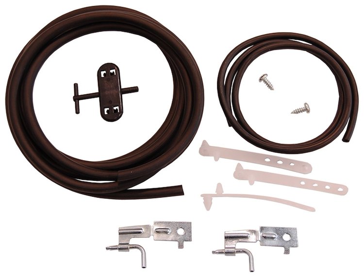 70-74 Dodge Plymouth E Body Windshield Washer Hose Kit w Elec Pump & Steel Hood