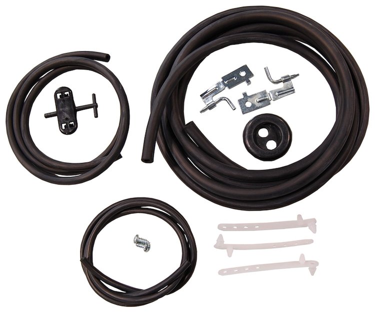 70-74 Dodge Plymouth E Body Windshield Washer Hose Kit w Man Pump & Steel Hood