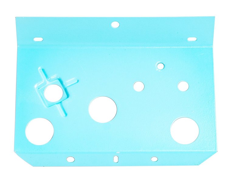 W-106C Fuel Oil Gauge Mount Plate Blue Front 68-76 Chevy II Nova, 71-76 Ventura, 74 GTO