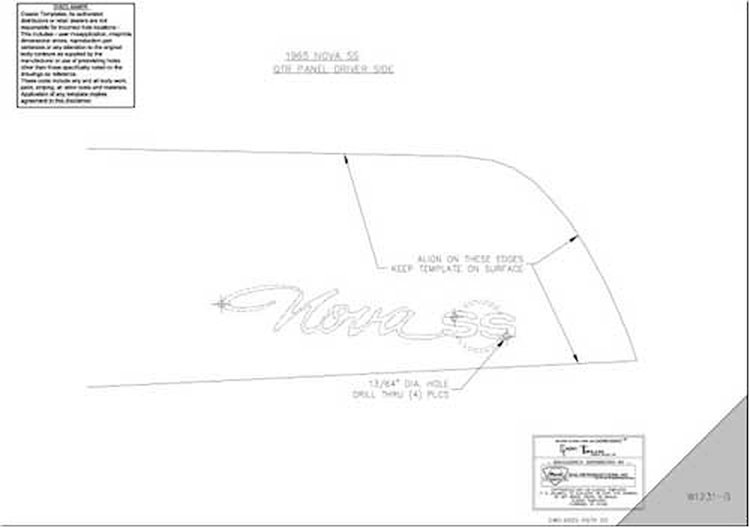 65 Nova SS Quarter Panel Emblem Template Kit