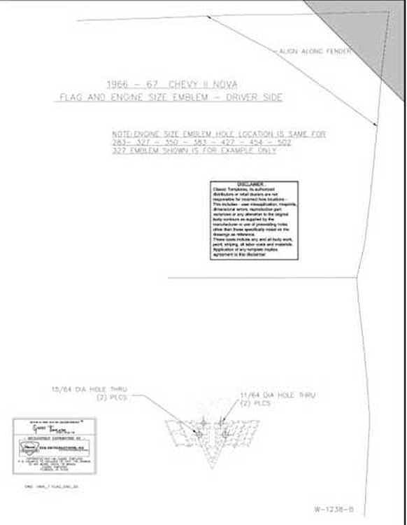 66-67 Nova Std.v-8 Fender Flag /eng. Template Kit