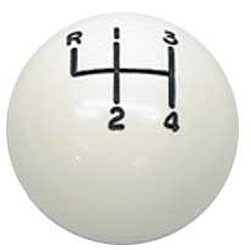 W-183A White Shift Ball for 4-Speed Hurst Shifter [3/8 in. Thread]
