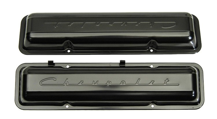 Paintable Script Valve Covers for 1959-1967 Small Block Chevy Engines [Steel, Perimeter Bolt]