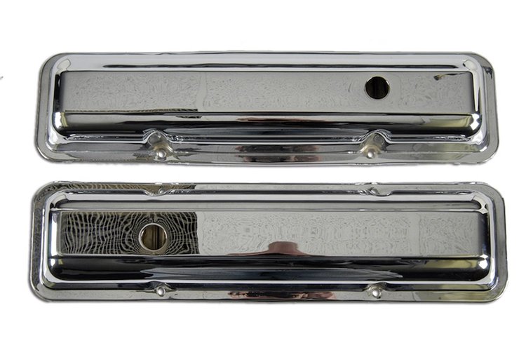 W-542 Valve Covers, Chrome, LH/RH Pair, 68 Camaro SS -350 & Z/28 Chevy II Nova Chevelle El Camino Fullsize Chevy Car Corvette