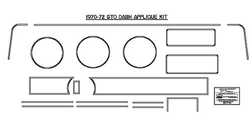 70-72 GTO Dash Applique Set 18 Pcs