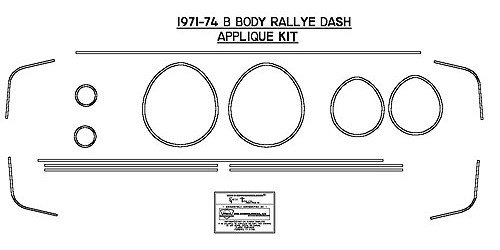 71-74 Mopar B-body Dash Applique Set 16 pcs