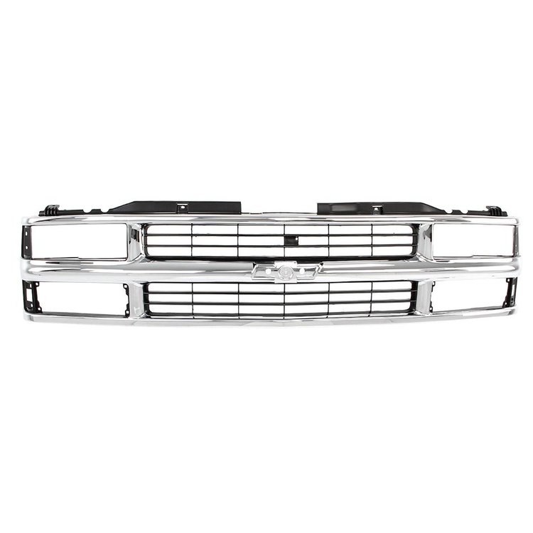 Grille Shell for Select 1994-1999 GM C/K Trucks, Suburban, Blazer, Tahoe w/Composite Headlights [Chrome/Gray]