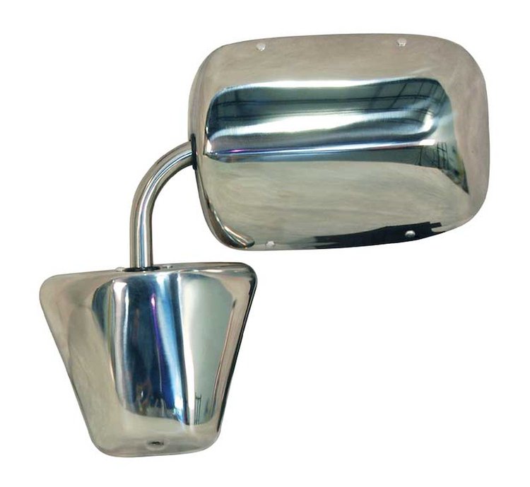 Door Mirror "Large Style" for 1973-1986 GM C/K Pickup, 1987-1991 R/V Pickup, Blazer, Jimmy, Suburban [Left or Right, Stainless]