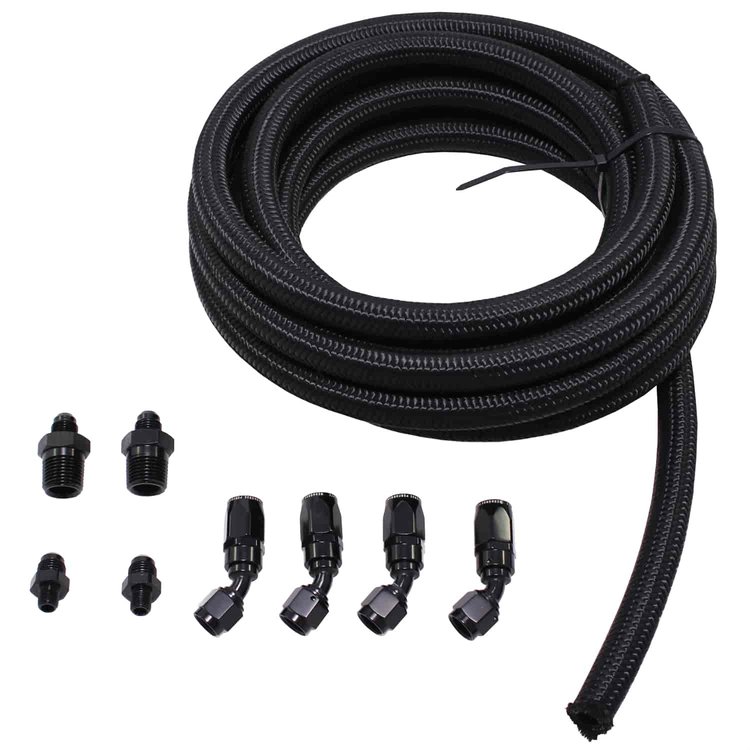 FTI PERFORMANCE COOLER LINE KIT FOR FTCM7B COOLER COMPLETE 15 -6 BRAIDED LINE 2X 1/2 PIPE-6 FITTINGS