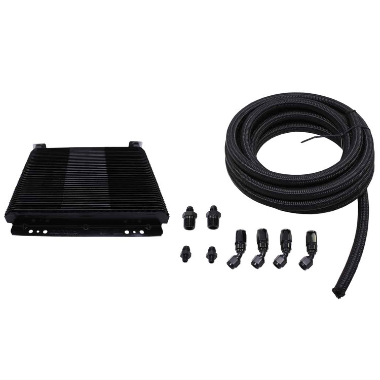 FTI PERFORMANCE TRANSMISSION COOLER KIT 12X9X1 STACKED PLATE COOLER 15 -6 BRAIDED LINE ALL FITTINGS