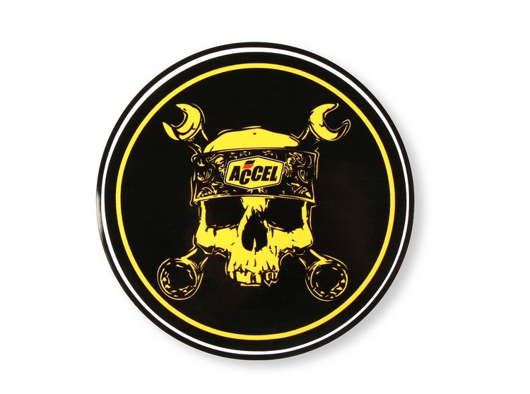 DECAL ACCEL SKULL 6IN RND