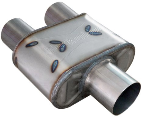 Race Venom "Angry Housewife" Muffler, 3 in. Diameter, Single Inlet/Dual Outlet