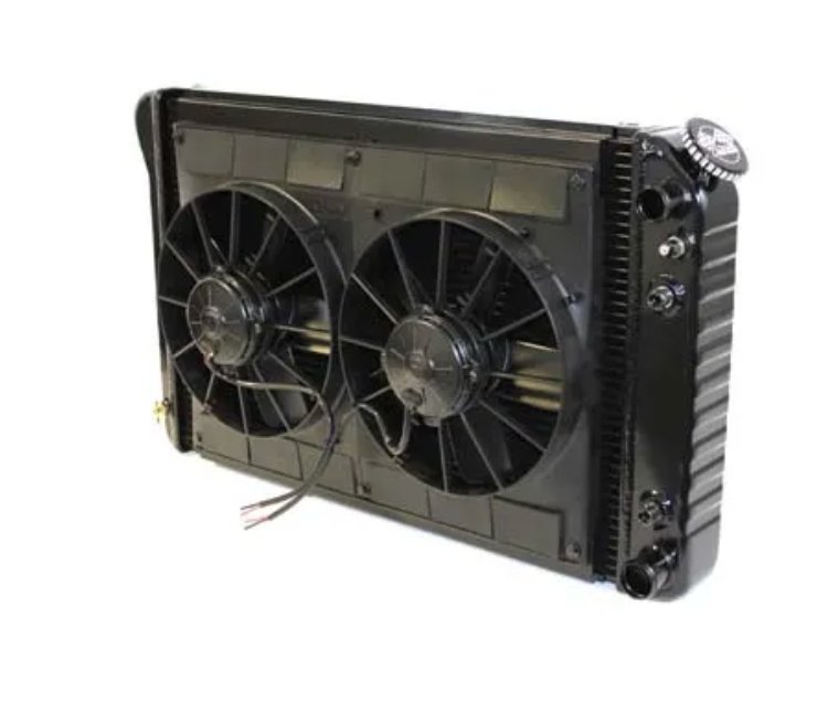 2-Row Aluminum Direct Fit Radiator with Transmission Cooler for 1970-1981 Chevy Firebird [Black]