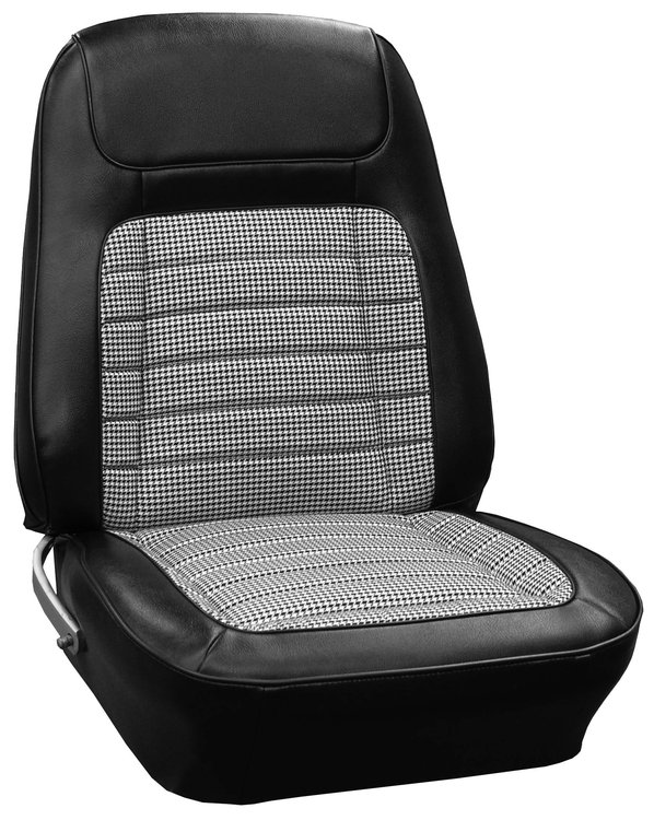 AA68GCDC010832G 68 CAMARO CUSTOM CLOTH BUCKETS BLK/WHT HOUNDSTOOTH/BLACK