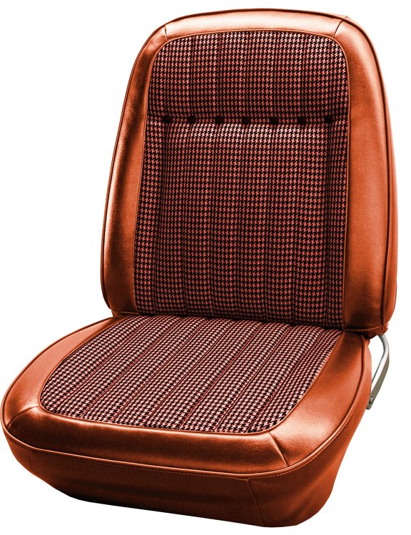 AA69GCDC010829G 69 CAMARO CUSTOM CLOTH BUCKETS BLK/ORG HOUNDSTOOTH/ORANGE