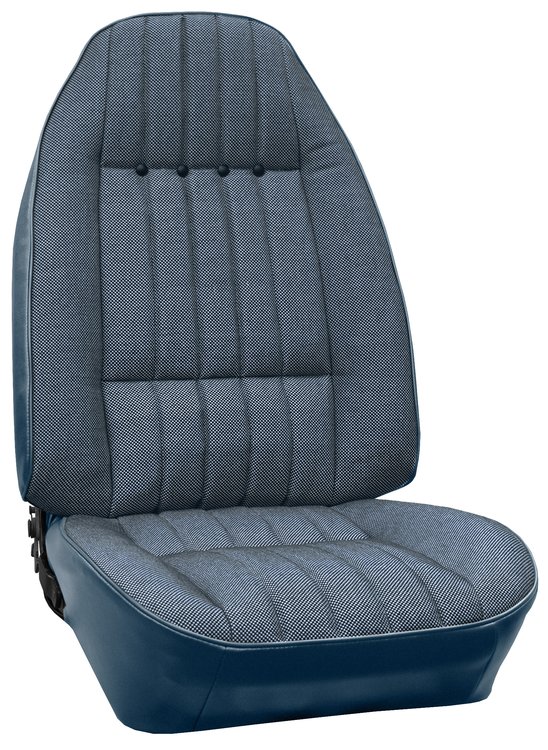 AA71GCDC010305G 71 CAMARO DELUXE CLOTH BUCKET SEAT UPHOL- BLUE/BLK S&P/BLUE