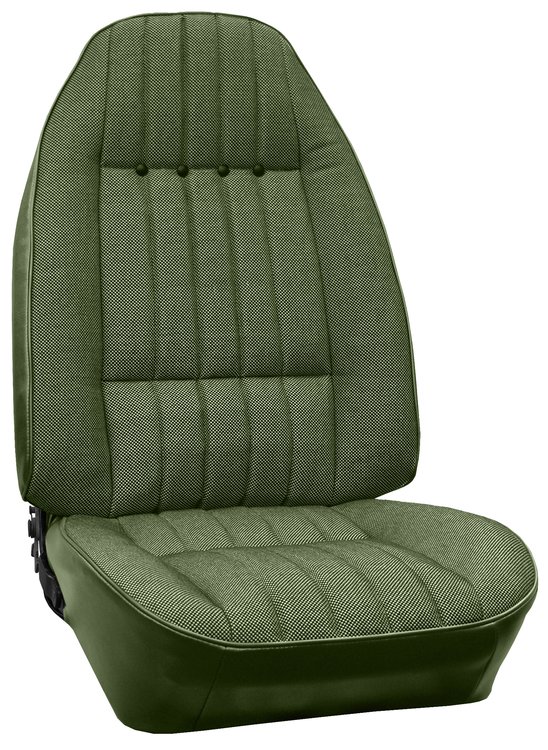 AA71GCDC010443G 71 CAMARO DELUXE CLOTH BUCKET SEAT UPHOL- GRN/BLK S&P/GREEN