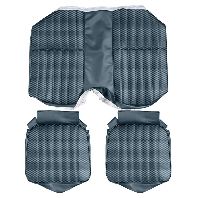AA71GCDC040305G 71 CAMARO DELUXE CLOTH REAR SEAT UPHOL - BLUE/BLK S&P/BLUE