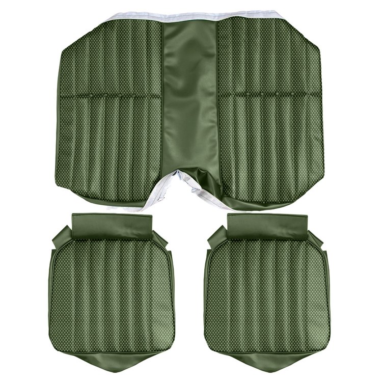 AA71GCDC040443G 71 CAMARO DELUXE CLOTH REAR SEAT UPHOL - GRN/BLK S&P/GREEN