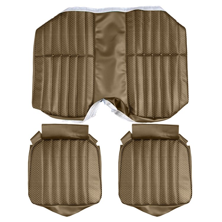 AA71GCDC040707G 71 CAMARO DELUXE CLOTH REAR SEAT UPHOL- SAD/BLK S&P/SADDLE