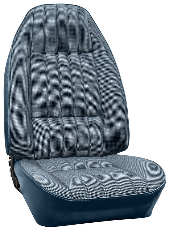 AA72GCDC010127G 72 CAMARO DELUXE CLOTH BUCKET SEAT UPHOL- BLUE/BLK S&P/BLACK