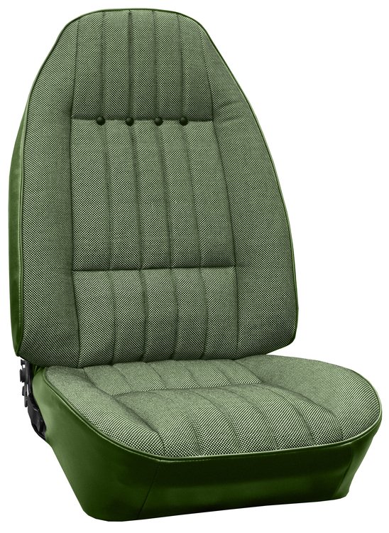 AA72GCDC010442G 72 CAMARO DELUXE CLOTH BUCKET SEAT UPHOL - GRN/BLK S&P/GREEN