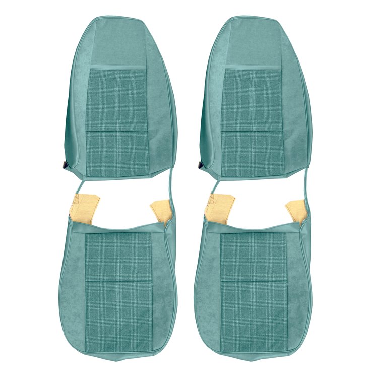 AA79GCSC010355G 79 CAMARO STD CLOTH BKT SEAT UPHOL - BLUE PLAID/LIGHT BLUE