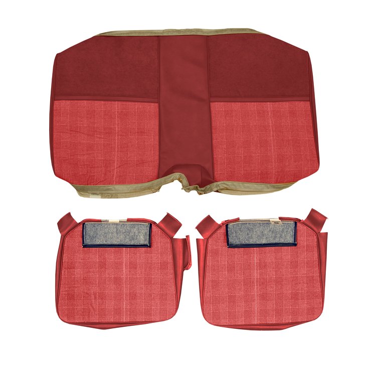 AA79GCSC040547G 79 CAMARO STD CLOTH REAR SEAT UPHOL - CARMINE PLAID/CARMINE