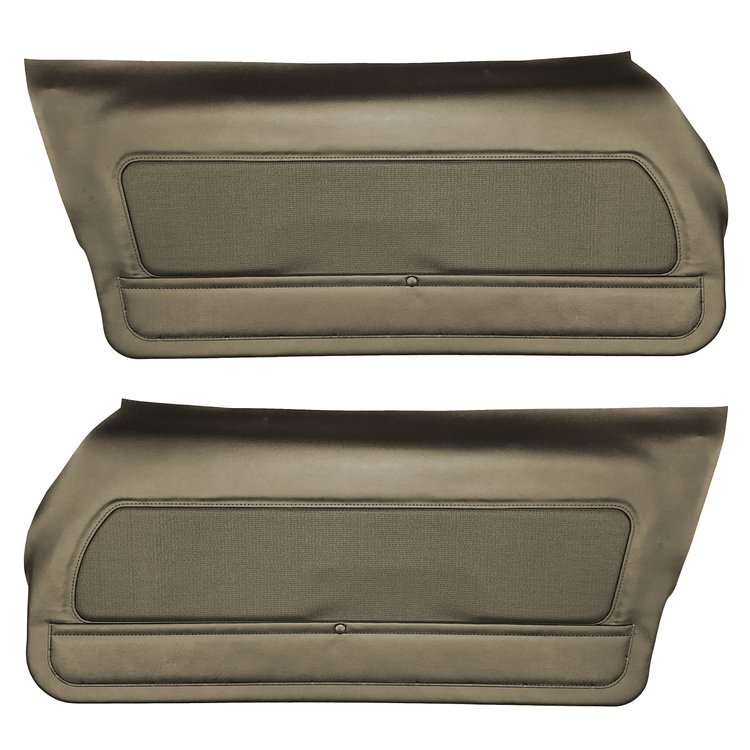 DO74GCD0010664G 74 CAMARO FRONT DOOR PANELS DELUXE- NOS TAUPE KNIT/TAUPE