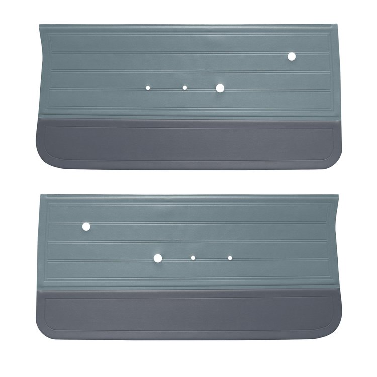 DO65GH00012141G 65 CHEVELLE/MALIBU FRONT DOOR PANELS - NOS SLATE/NOS CHAR BL