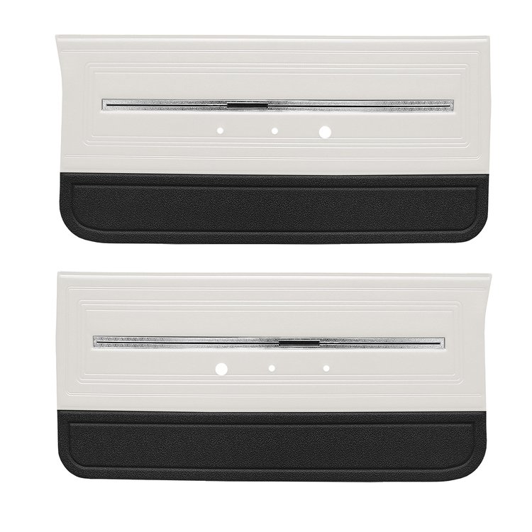 DO66GH00012221G 66 CHEVELLE/MALIBU FRONT DOOR PANELS - WHITE W/ BLACK