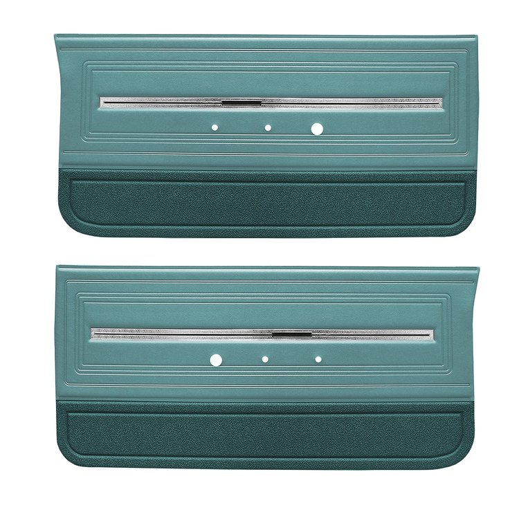 DO66GH00012484G 66 CHEVELLE/MALIBU FRONT DOOR PANELS - LT TURQ W/ DARK TURQ