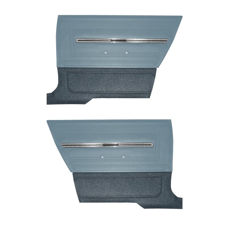 DO66GH00048340G 66 CHEVELLE/MALIBU HTP REAR PANELS - LIGHT BLUE W/ MD BLUE