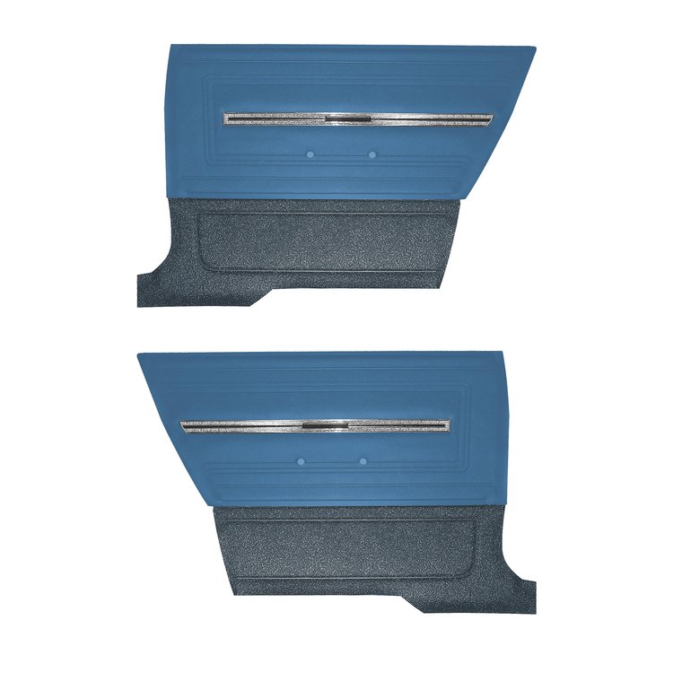 DO66GH00048341G 66 CHEVELLE/MALIBU HTP REAR PANELS- BRIGHT BLUE W/ MD BLUE