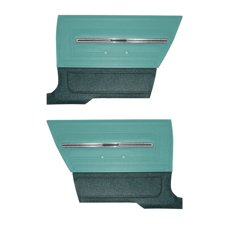 DO66GH00048484G 66 CHEVELLE/MALIBU HTP REAR PANELS - LT TURQ W/ DARK TURQ