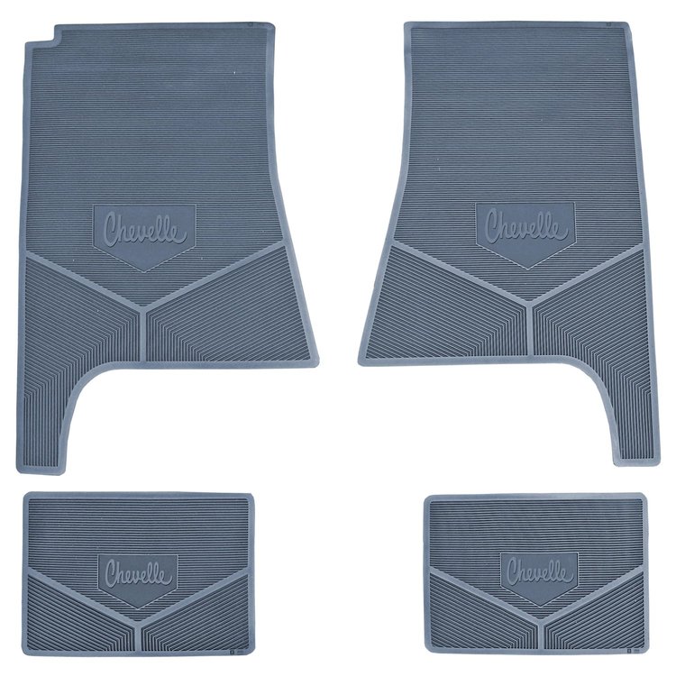 FMCL0002004011 70 - 72 CHEVELLE FLOOR MAT SCRIPT LETTERS -MED BLUE