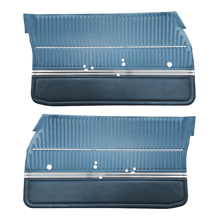 DO68GUS0011329G 68 CUTLASS S/442 SPORTS COUPE DOOR PANELS - DK BLUE/LTBLUE