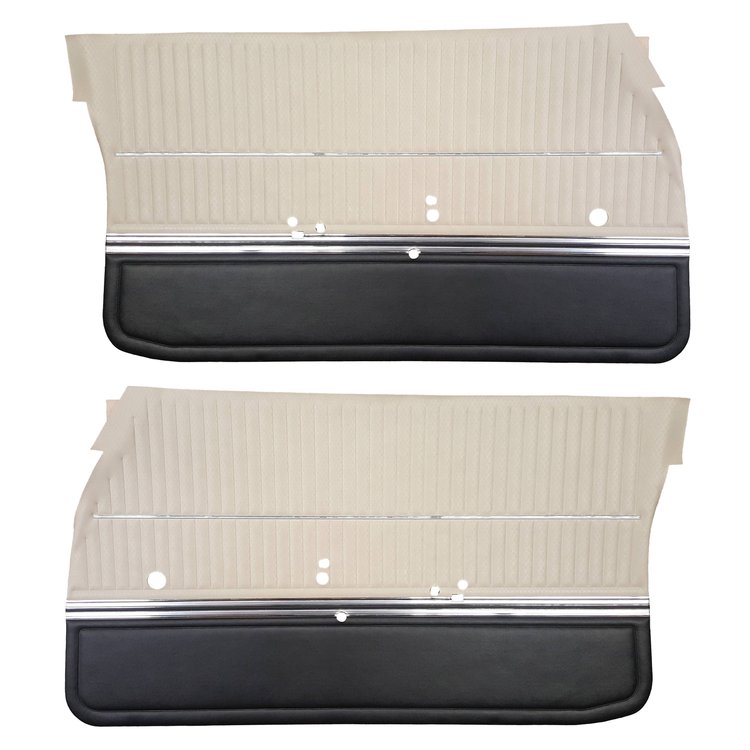 DO69GUS0011241G 69 CUTLASS S/442 SPORTS COUPE DOOR PANELS - PARCHMENT/BLACK