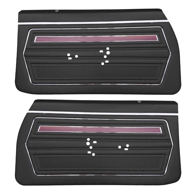 DO71GU00028100G-PA 71/72 CUTLASS HARDTOP COUPE ASSEMBLED DOOR PANELS - BLACK